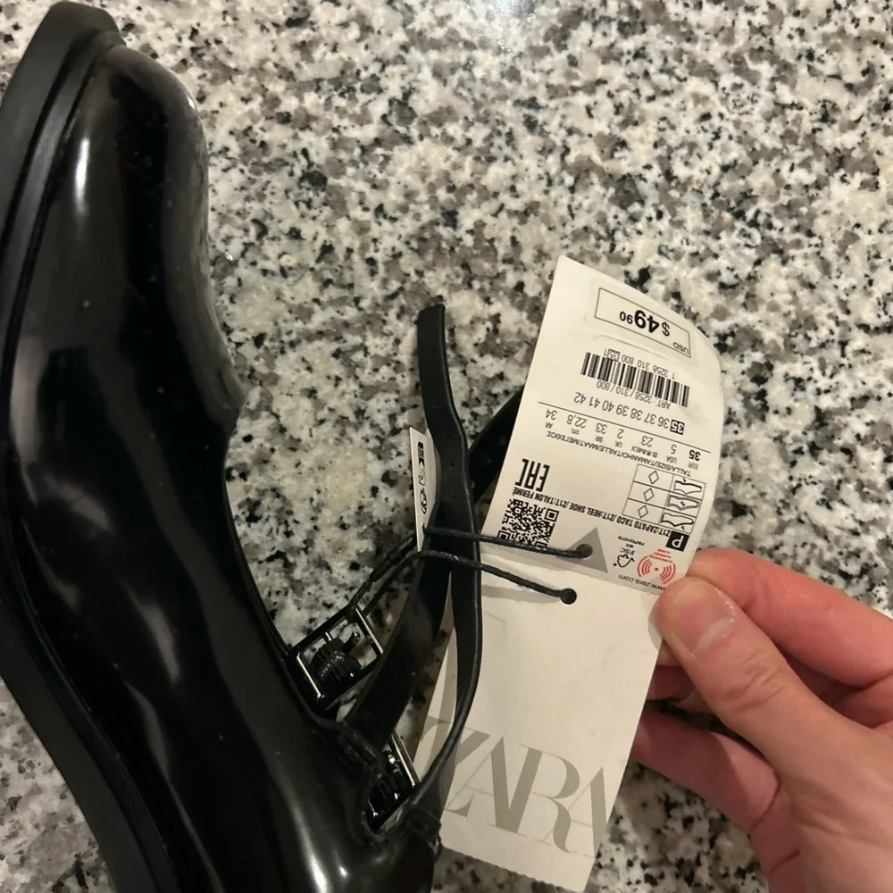 Zara Patent Black Heeled Mary Jane Shoes Size 5 NWT - Picture 4 of 6